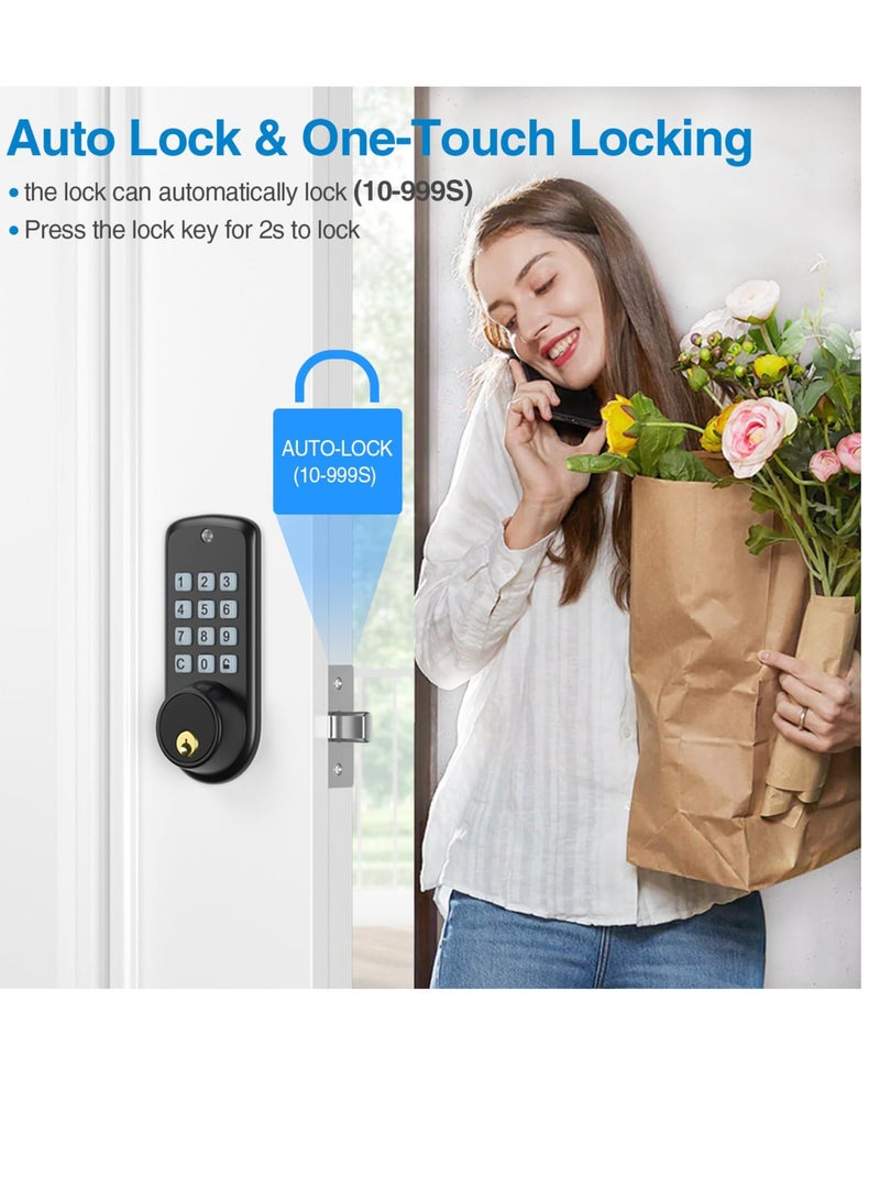 Excefore Smart Door Lock, Electronic Keypad Deadbolt, Smart Deadbolt Lock for Front Door, Keyless Entry Door Lock with Auto-Lock, Anti-Peeping Password, Easy Installation, for Home Bedroom Garage - Image 2