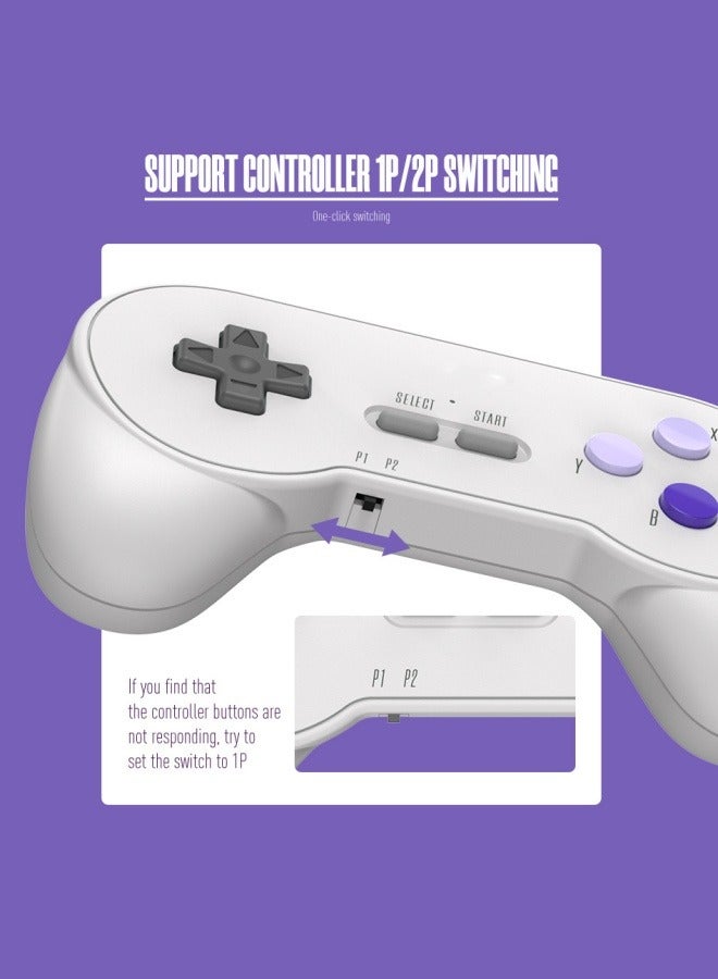 M MIAOYAN New 16-bit MD dual-handle game console double-play HD game console wireless mini game console TV game console white  - Image 2