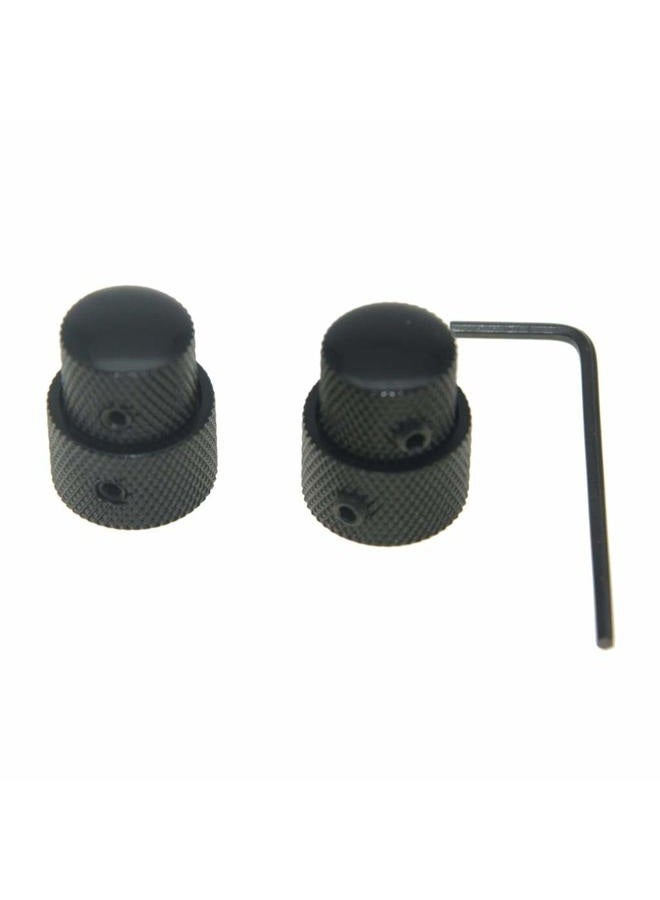 KAISH Pack of 2 Metal Dual Concentric Stacked Control Knobs Guitar Bass Parts for Electric Guitar Bass Black - Image 4