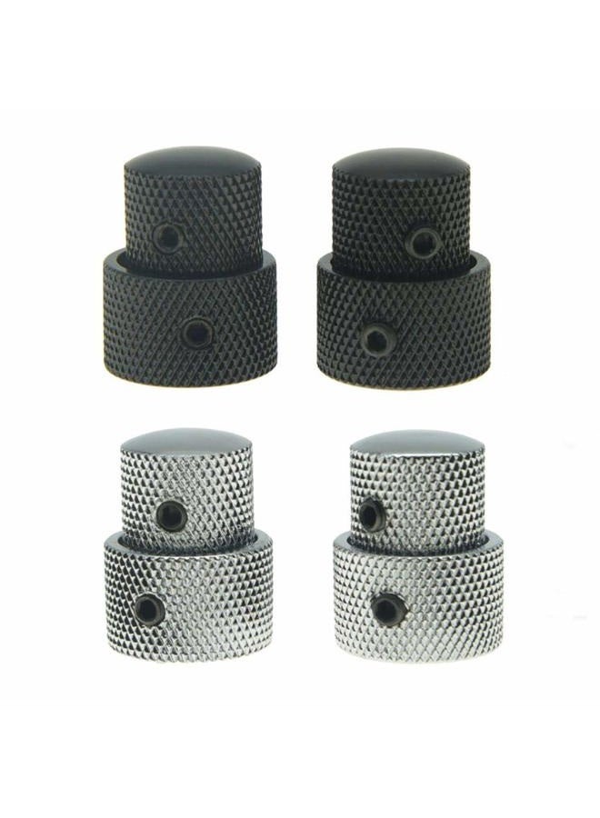 KAISH Pack of 2 Metal Dual Concentric Stacked Control Knobs Guitar Bass Parts for Electric Guitar Bass Black - Image 5