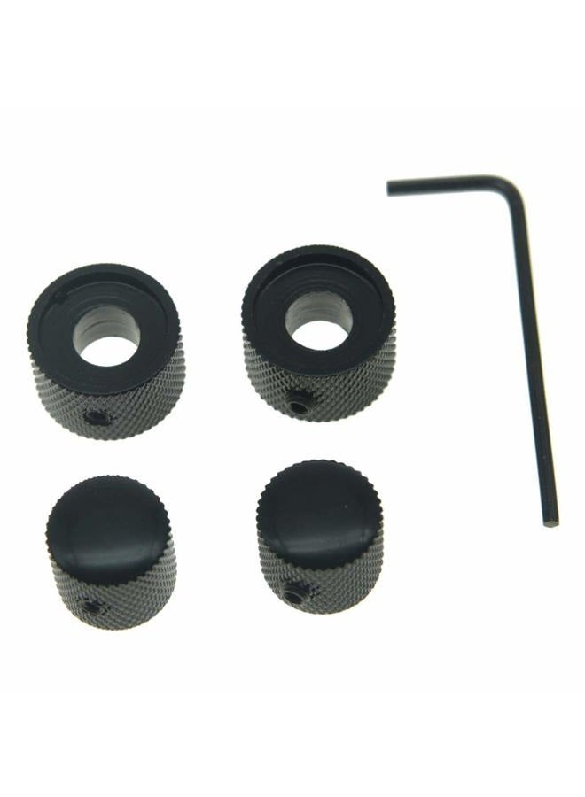 KAISH Pack of 2 Metal Dual Concentric Stacked Control Knobs Guitar Bass Parts for Electric Guitar Bass Black - Image 2