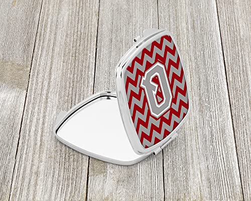 Caroline's Treasures CJ1043-QSCM Letter Q Chevron Crimson and Grey Compact Mirror Decorative Travel Makeup Mirror for Women Girls Gifts Pocket Makeup Mirror Folding Handheld - Image 2