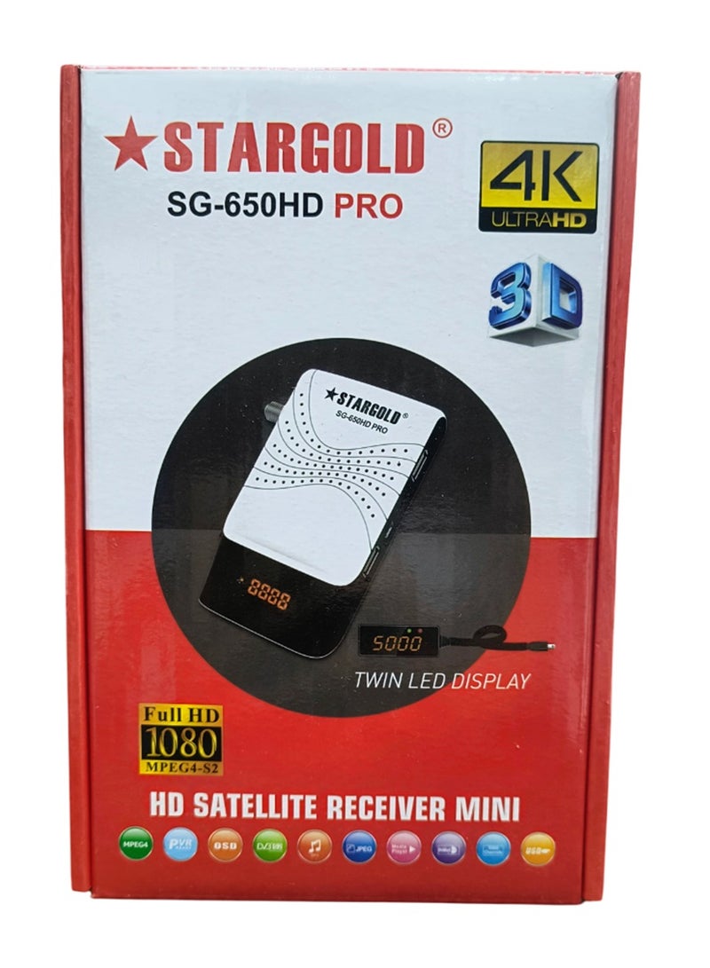 Stargold SG-650HD PRO Mini HD Satellite Receiver with 4K Ultra HD Support and Twin LED Display  - Image 2
