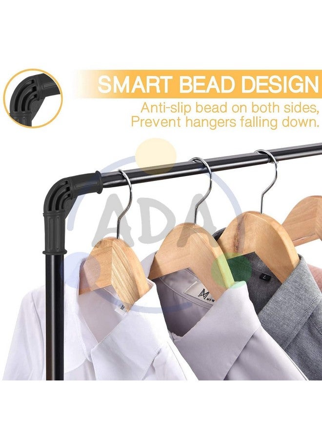 ADA حامل ملابس معدني مزدوج الطبقة على عجلات من أدا، سكة ملابس متعددة الوظائف مع 10 خطافات جانبية و 2 رف سفلي - أسود (83 × 31 × 156 سم) - Image 3