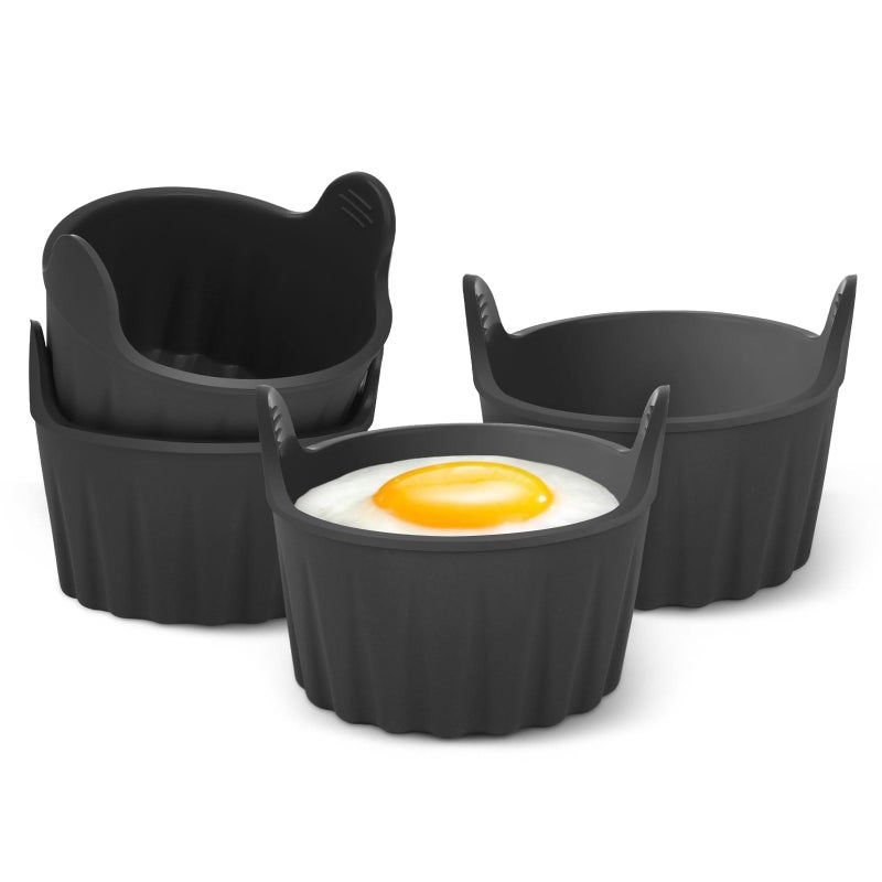 4 Pcs Air Fryer Egg Poacher Ramekins for Air Fryer Microwave Egg Poacher Food Grade Poached Egg Moulds Ramekins Baking Cups for Souffle Dishes Muffin Cupcakes Custard and Pudding