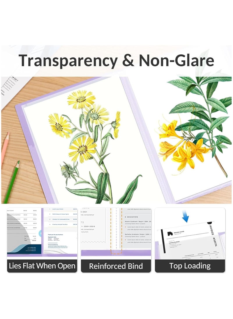 ECVV A4 Art Portfolio 40 Pockets, Heavy Duty Folder with Clear Sheet Protectors, Large Capacity Presentation Book for Artwork & Documents | Random Color - Image 2