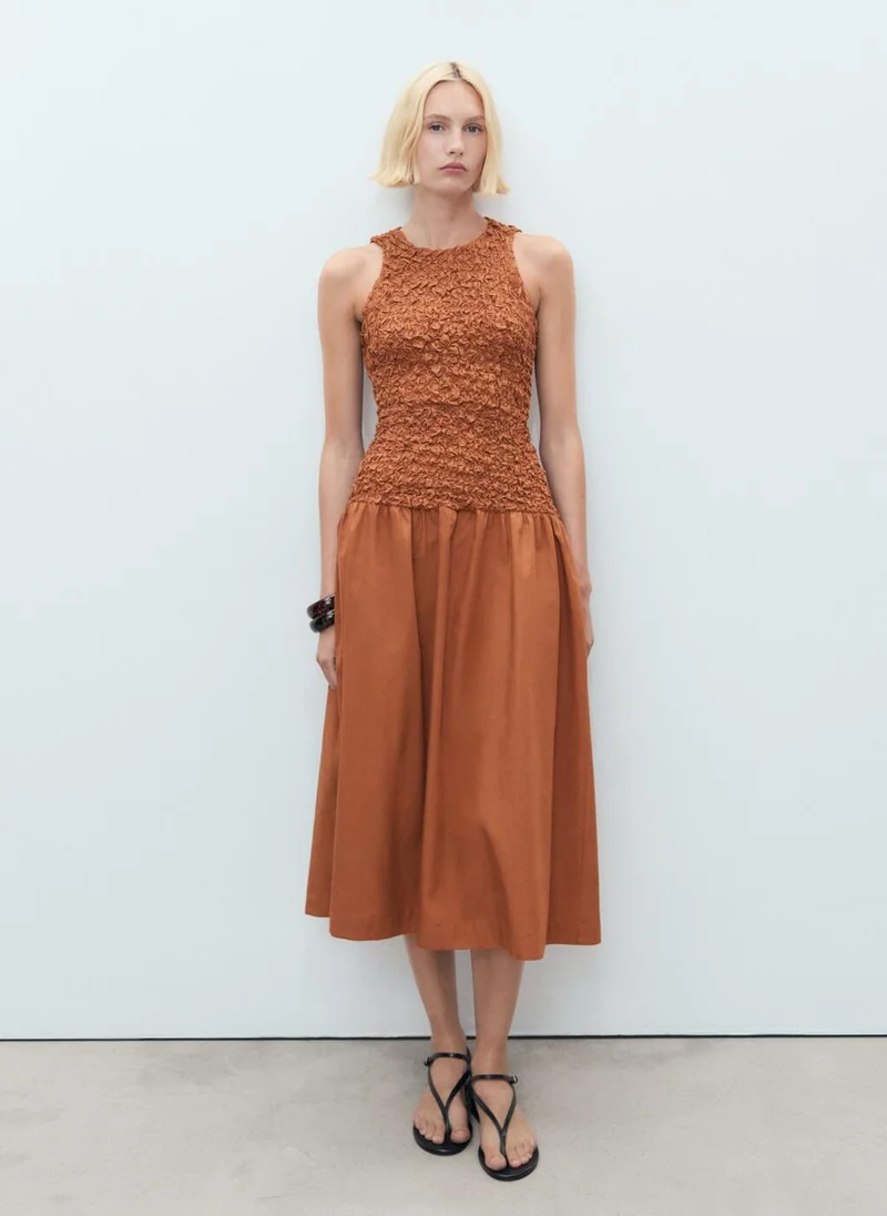 مانجو Combined Open-Back Textured Dress