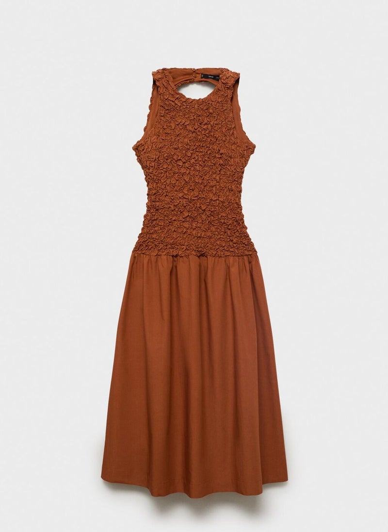 MANGO Textured Bodice Midi Dress  - Image 5