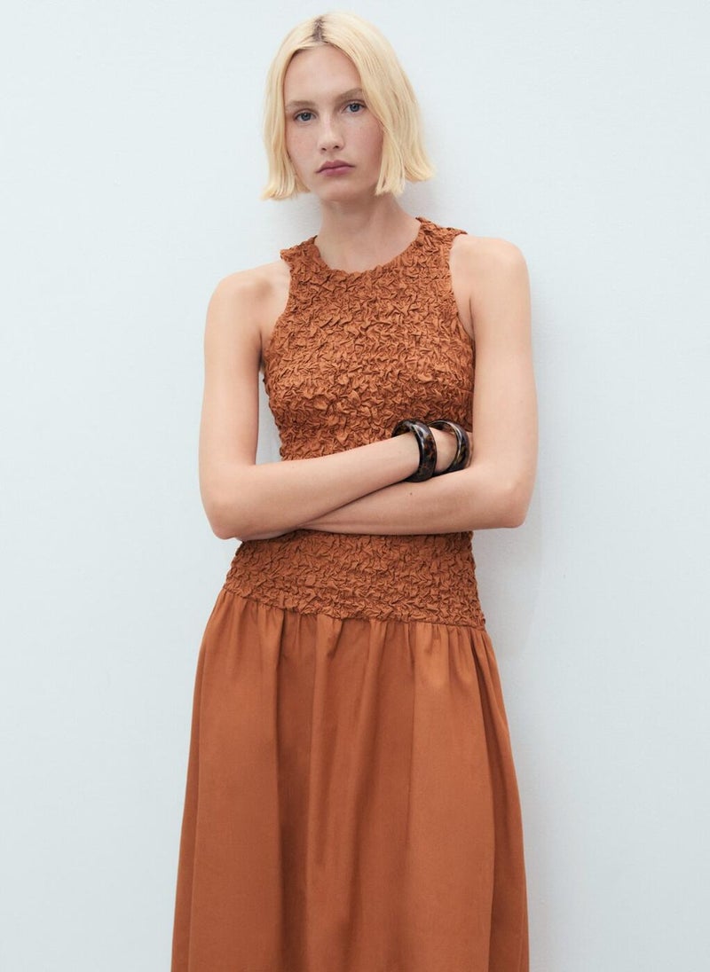 MANGO Textured Bodice Midi Dress  - Image 3