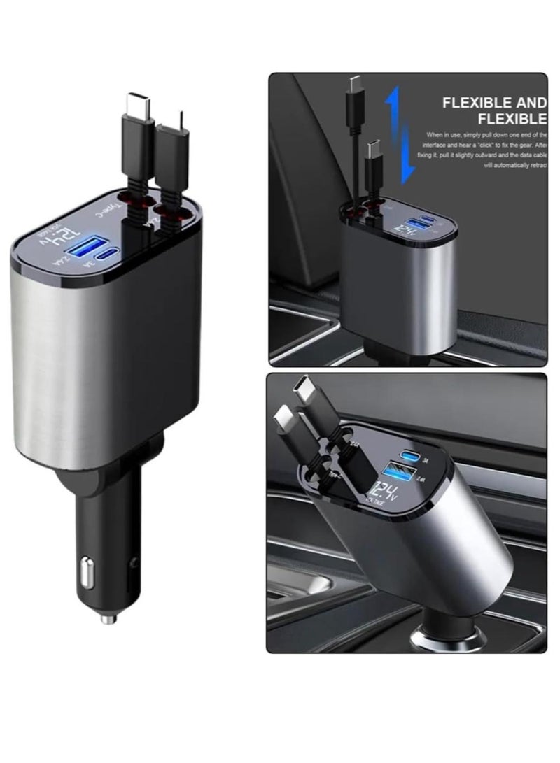 شاحن سيارة تلسكوبي: منفذ مزدوج لأجهزة iOS والنوع C، مع محول طاقة السيارة - Image 3