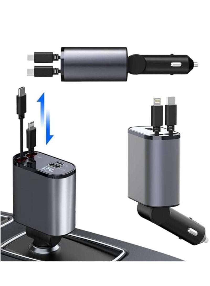 شاحن سيارة تلسكوبي: منفذ مزدوج لأجهزة iOS والنوع C، مع محول طاقة السيارة - Image 4