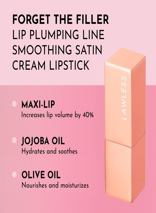 Lawless Forget the Filler Lip-Plumping Line-Smoothing Satin Cream Lipstick, Whos That Lady, Red, 0.1 Ounce - Image 2