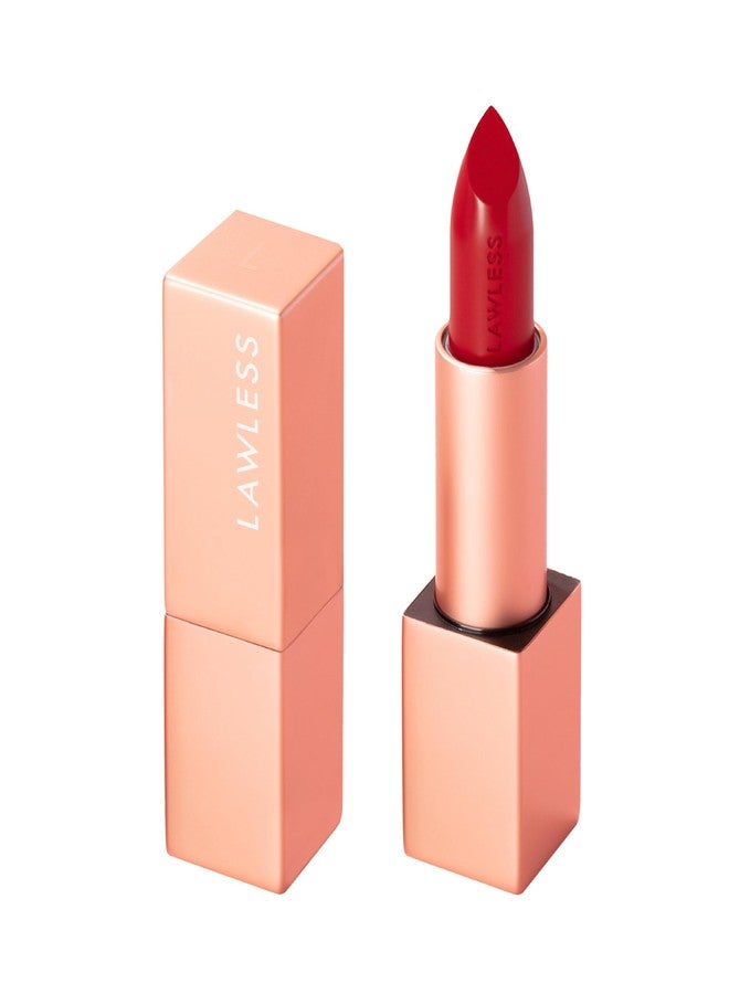 Lawless Forget the Filler Lip-Plumping Line-Smoothing Satin Cream Lipstick, Whos That Lady, Red, 0.1 Ounce - Image 1