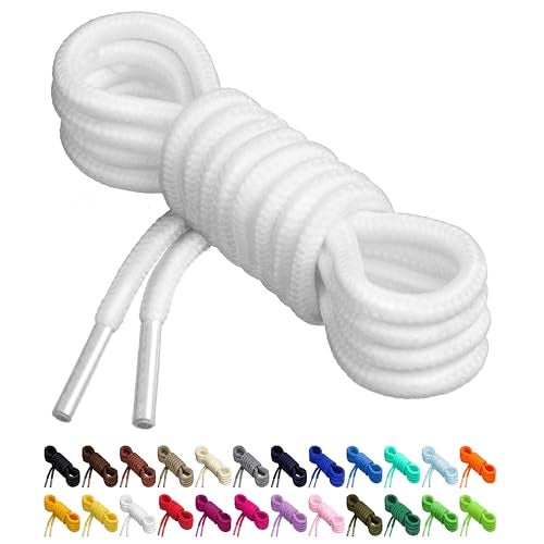 Birch Round Shoelaces 27 Colors 3/16" Thick Shoe Laces 4 Different Lengths (37" (94cm) - M, White) - Image 1