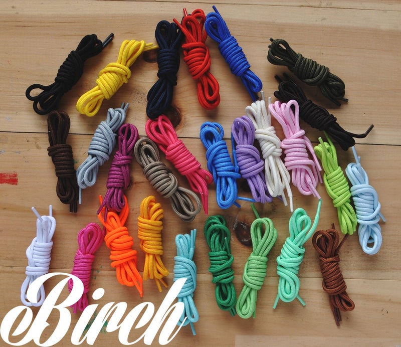 Birch Round Shoelaces 27 Colors 3/16" Thick Shoe Laces 4 Different Lengths (37" (94cm) - M, White) - Image 3