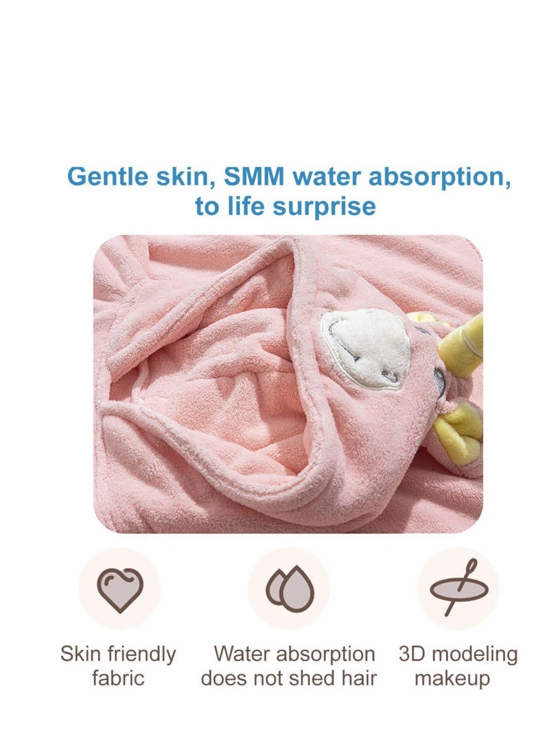 Generic Soft Coral Velvet Hooded Bath Towels for Kids, Quick Drying Beach and Swimming Robes for Boys and Girls, Comfortable Cotton Towels  - Image 3