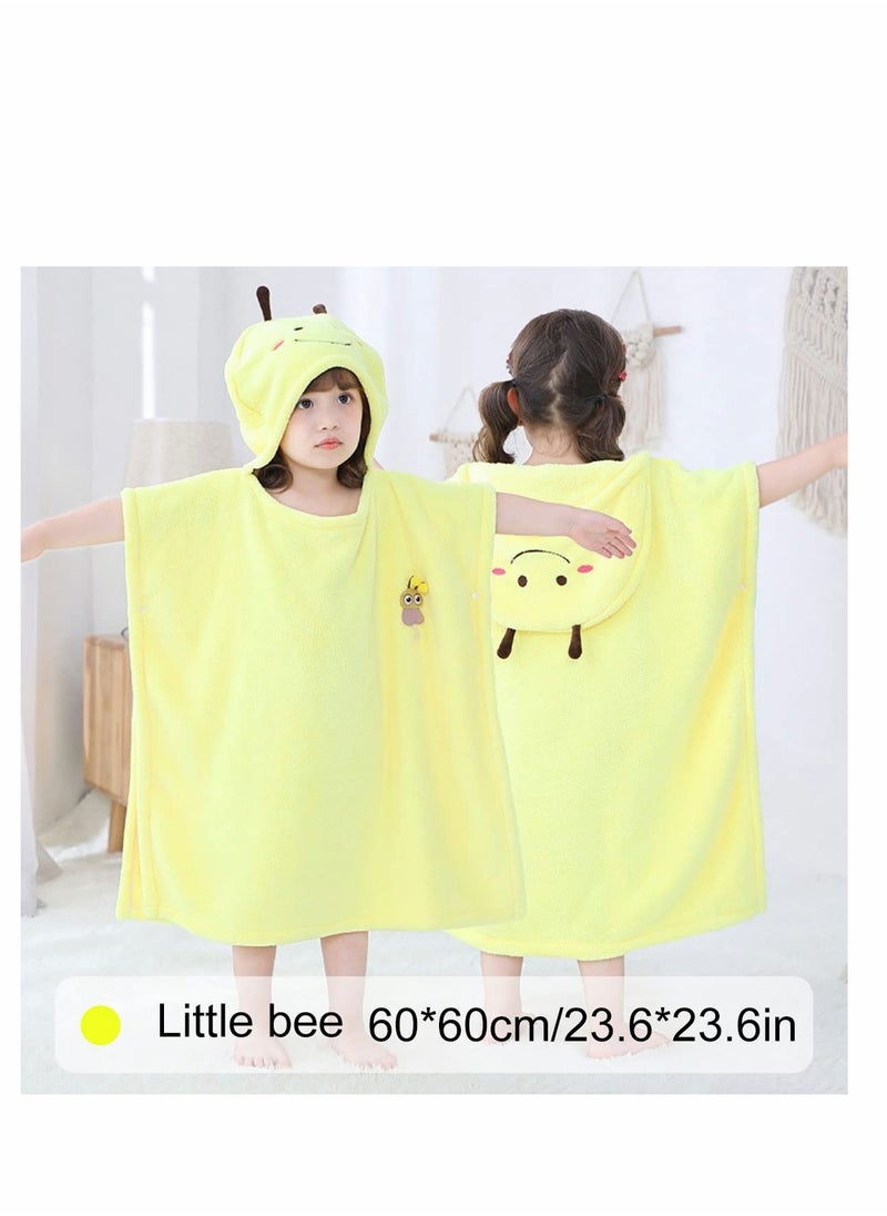 Generic Soft Coral Velvet Hooded Bath Towels for Kids, Quick Drying Beach and Swimming Robes for Boys and Girls, Comfortable Cotton Towels  - Image 2