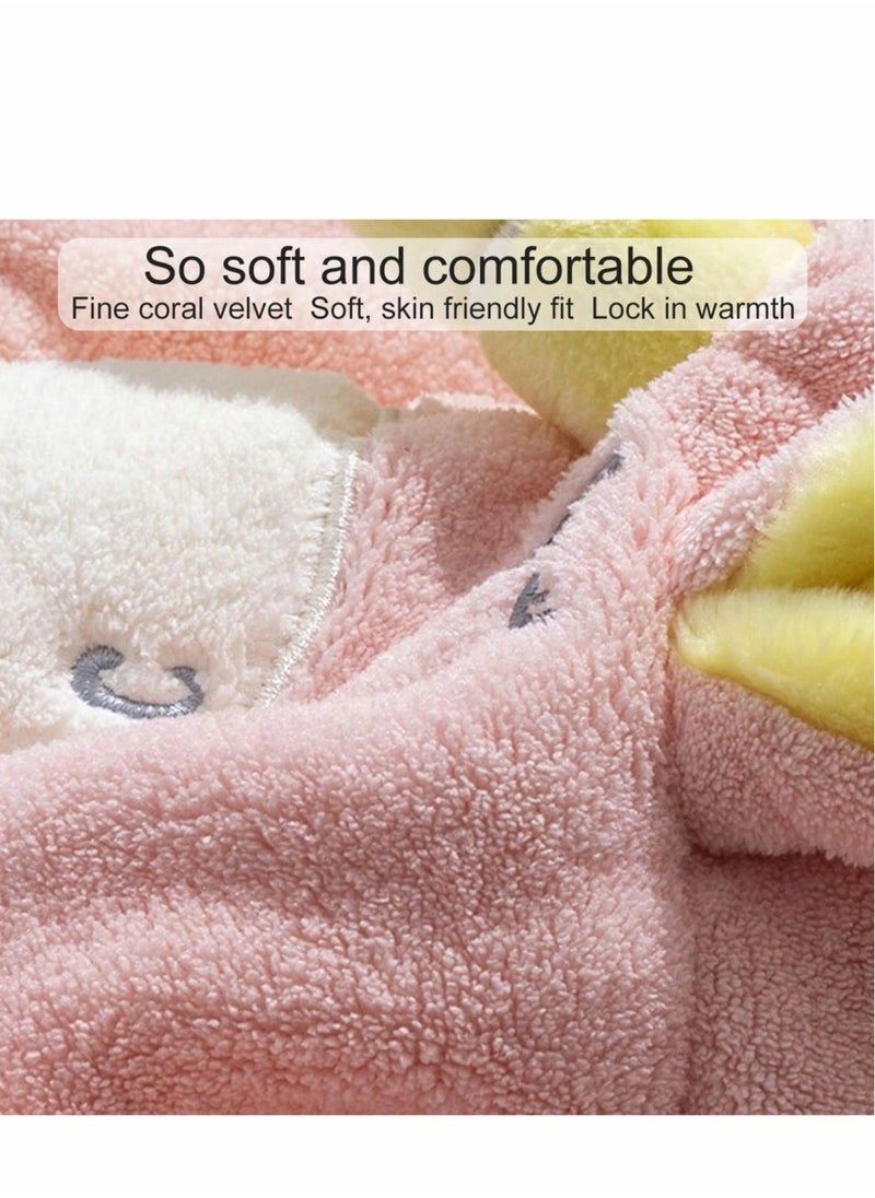 Generic Soft Coral Velvet Hooded Bath Towels for Kids, Quick Drying Beach and Swimming Robes for Boys and Girls, Comfortable Cotton Towels  - Image 4