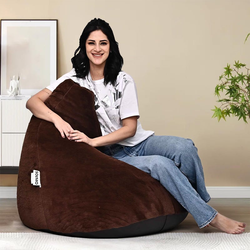 Brand - Solimo Solimo Luxe Fur XXL Bean Bag Filled with Beans Brown Capacity Upto 6 Ft Height 100 KG Weight - Image 1