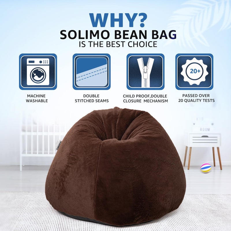 Brand - Solimo Solimo Luxe Fur XXL Bean Bag Filled with Beans Brown Capacity Upto 6 Ft Height 100 KG Weight - Image 4