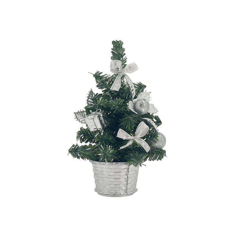 CHRISTMAS MAGIC Decorated Table Tree Silver 20cm - Image 2