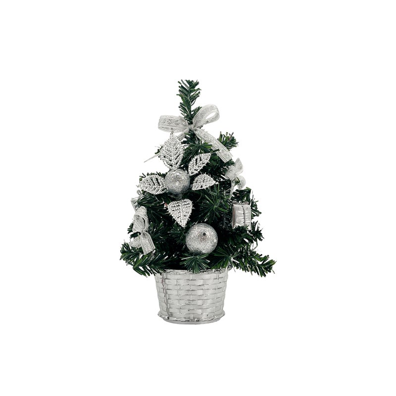CHRISTMAS MAGIC Decorated Table Tree Silver 20cm - Image 1