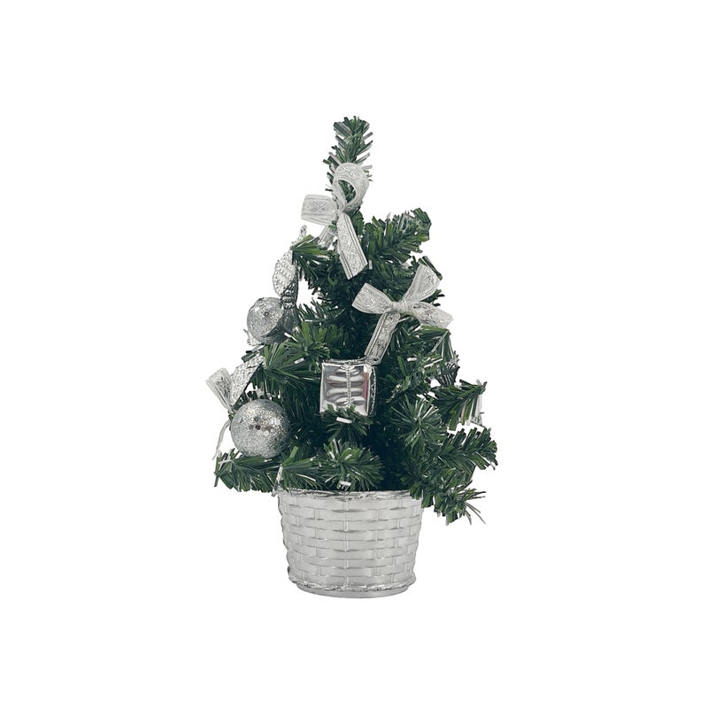 CHRISTMAS MAGIC Decorated Table Tree Silver 20cm - Image 3