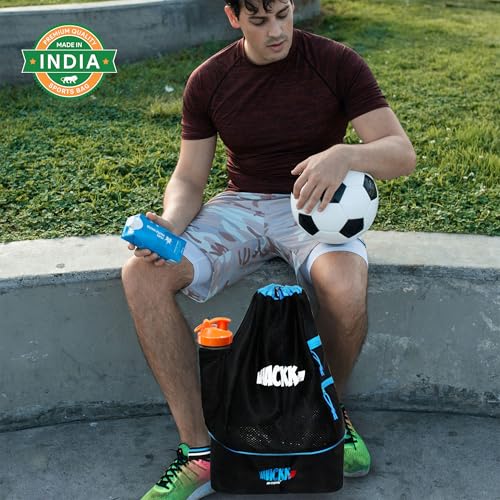 WHACKK Goal Soccer Black Football Equipment Bag Basketball Volleyball Throwball Drawstring Backpack |Shoes Mobile Bottle Holder Pocket|Sports Men Boys Dori Gym Kitbag Kit - Image 2