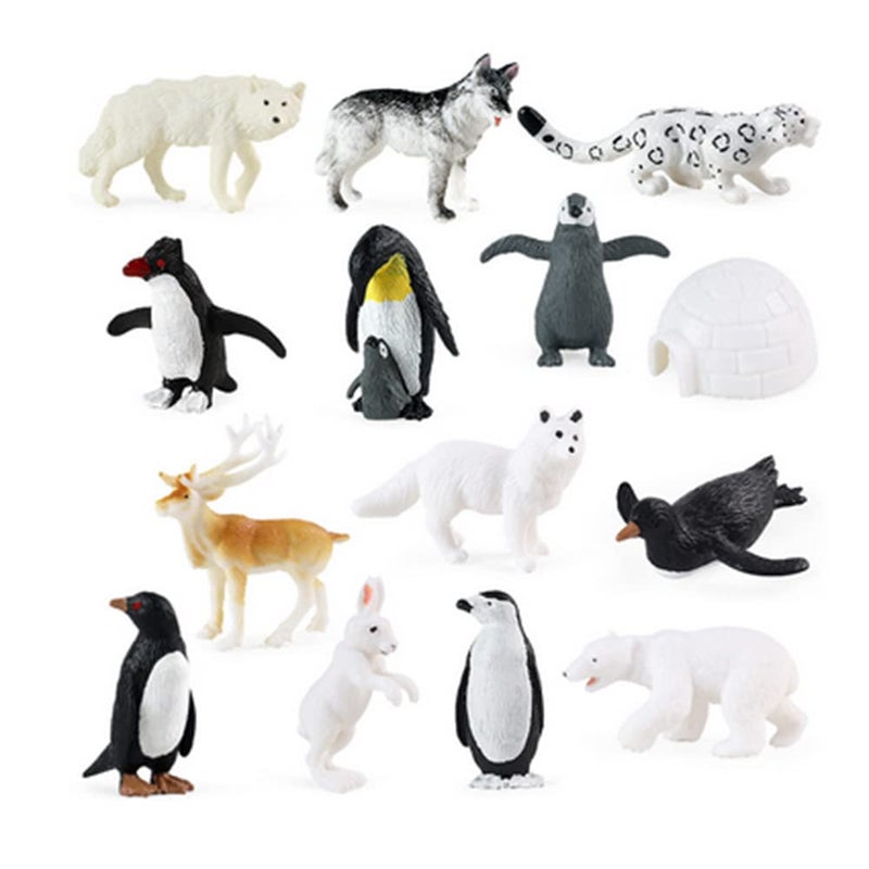 OUKEYI 14PCS Realistic Polar Animals Figurines Mini Arctic Animals Toys Set 12 Inch Plastic Tundra Deer Bear Fox Kids Diorama Birthday Gift - Image 3