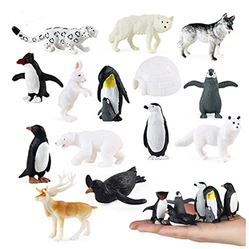 OUKEYI 14PCS Realistic Polar Animals Figurines Mini Arctic Animals Toys Set 12 Inch Plastic Tundra Deer Bear Fox Kids Diorama Birthday Gift - Image 5