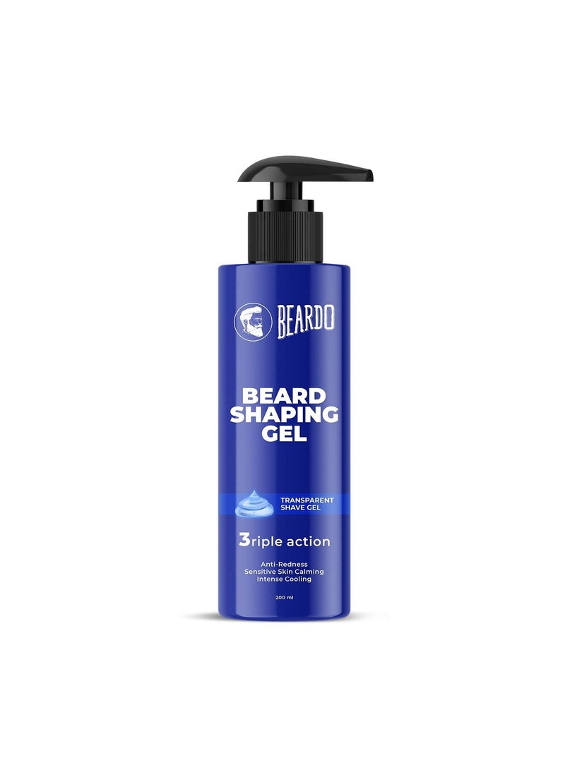 BEARDO 3ripal Action Beard Shaping Transparent Shave Gel For Men Anti Redness Sensitive Skin Calming 200ml - Image 1