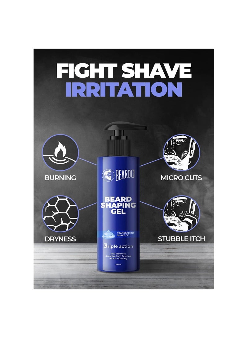 BEARDO 3ripal Action Beard Shaping Transparent Shave Gel For Men Anti Redness Sensitive Skin Calming 200ml - Image 3