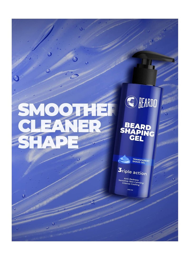 BEARDO 3ripal Action Beard Shaping Transparent Shave Gel For Men Anti Redness Sensitive Skin Calming 200ml - Image 4