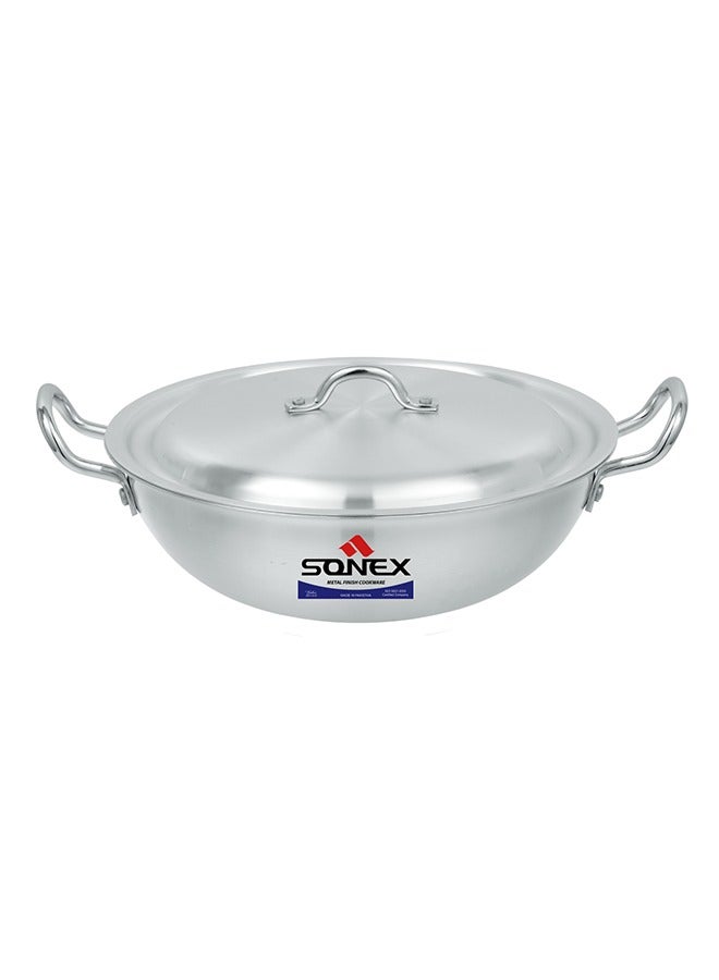 Sonex Traditional Round Karahi Aluminium Wok, Authentic Asian Cooking,  Long Lasting Durable Construction, Kitchen Essentials, Metal Finish,Generous Size (24 cm & 2.5 Ltr) - Image 1