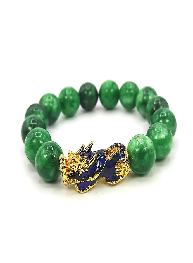 Plus Value Green Jade Pi Yao Bracelet for Abundance, Prosperity, Luck for Feng Shui, Reiki & Chakra Crystals Healing (12mm Beads Size, Jute Bag) - Image 5
