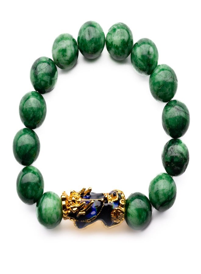 Plus Value Green Jade Pi Yao Bracelet for Abundance, Prosperity, Luck for Feng Shui, Reiki & Chakra Crystals Healing (12mm Beads Size, Jute Bag) - Image 4