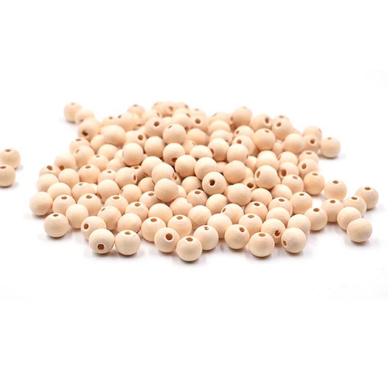 hesmartly 300Pcs 10mm Wood Beads Round Wooden Spacer Beads Unfinished Natural Wood Loose Beads