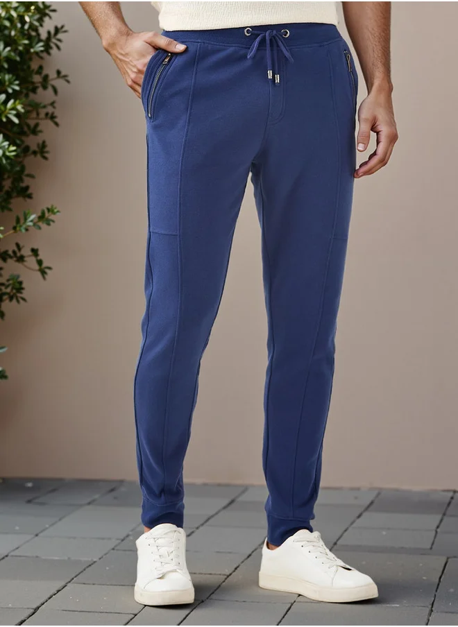 ايكونيك Iconic Slim Fit Joggers with Drawstring Closure and Pockets