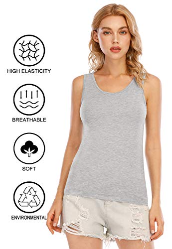 Orrpally Basic Tank Tops for Women Undershirts Tanks Top Lightweight Camis Tank Tops 4-Pack Black Gray Dark Blue Wine Red L - Image 5