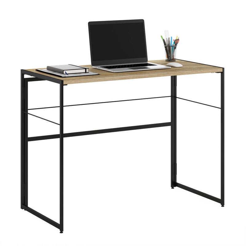Furinno Furinno Riau No ToolNo AssemblyFolding Metal Frame Computer Desk Sonoma OakBlack 39 Inch 
