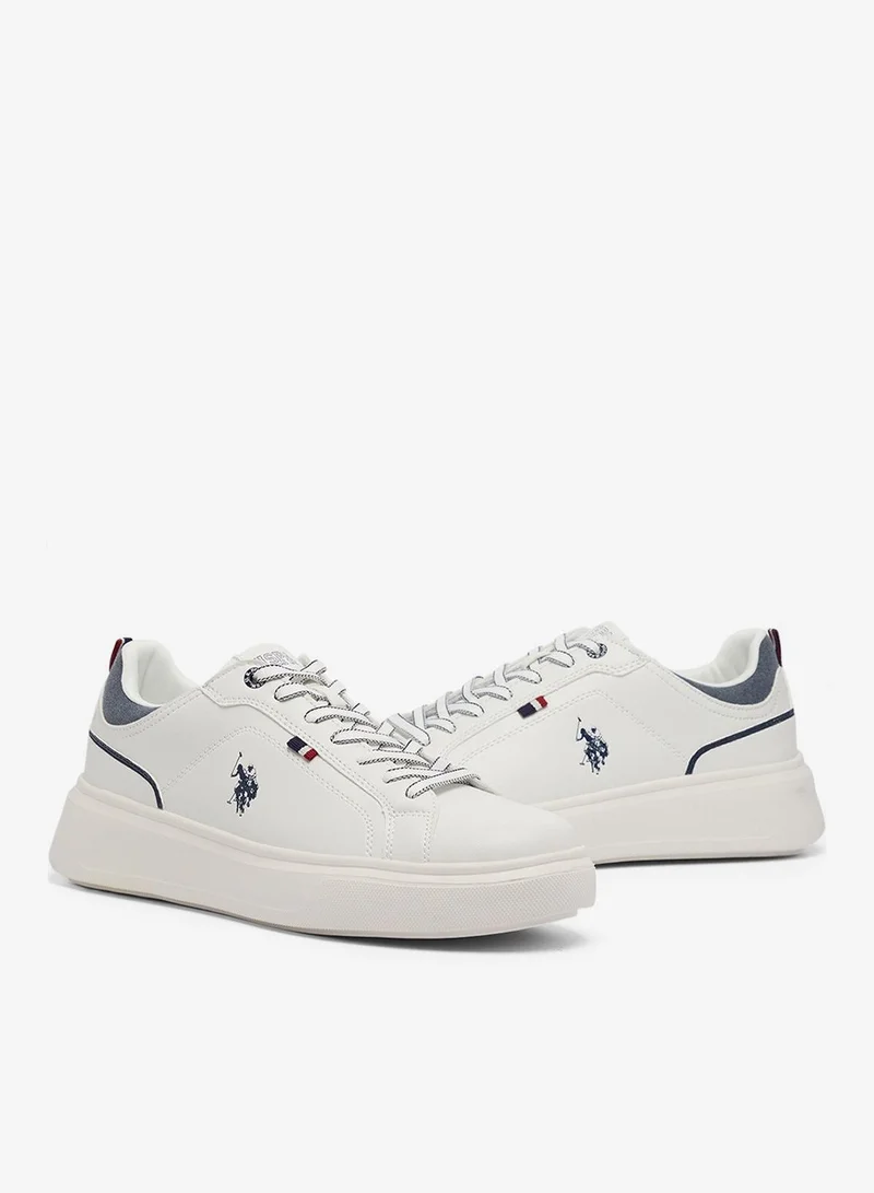 U.S. Polo Assn. White Men's White Low-Top Sneakers - Lightweight Shoes Lace-Up Design for Men | Best Price UAE