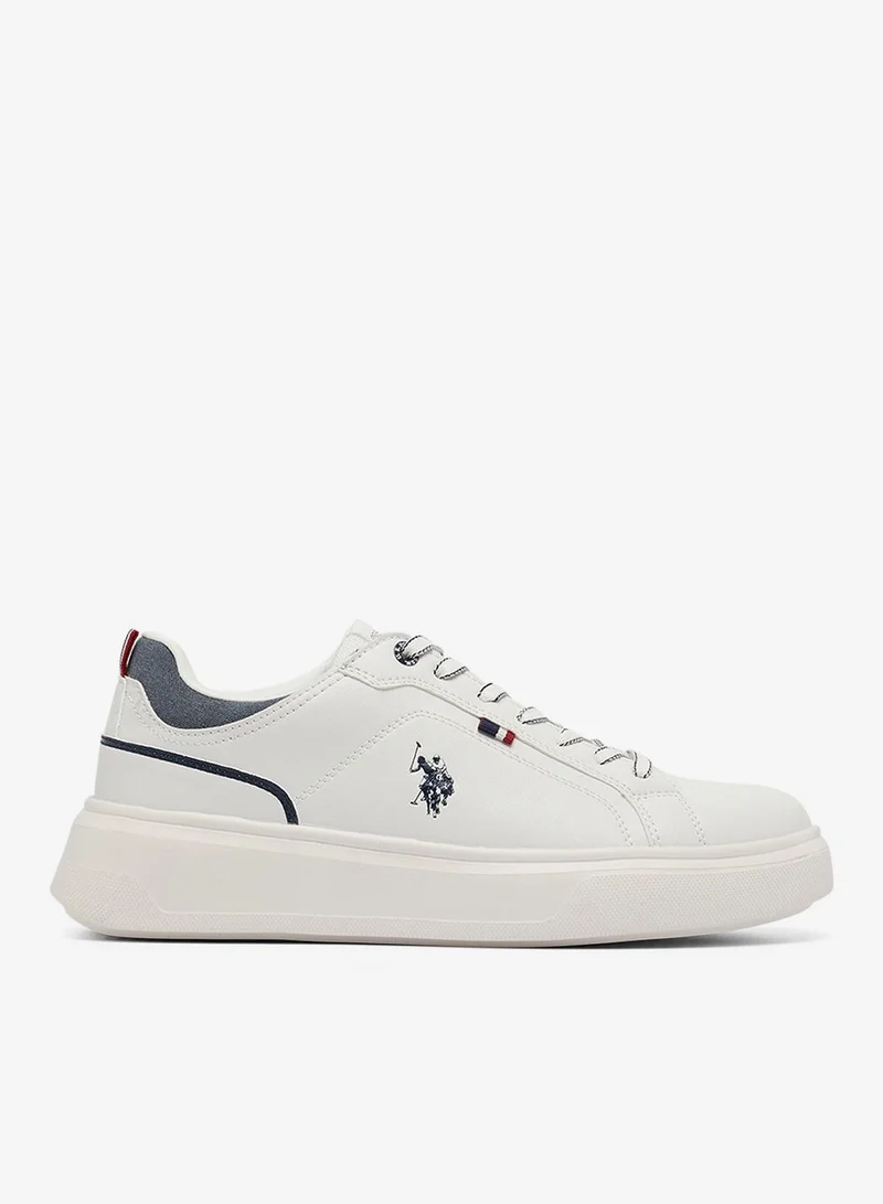 U.S. Polo Assn. White Men's White Low-Top Sneakers - Lightweight Shoes Lace-Up Design for Men | Best Price UAE