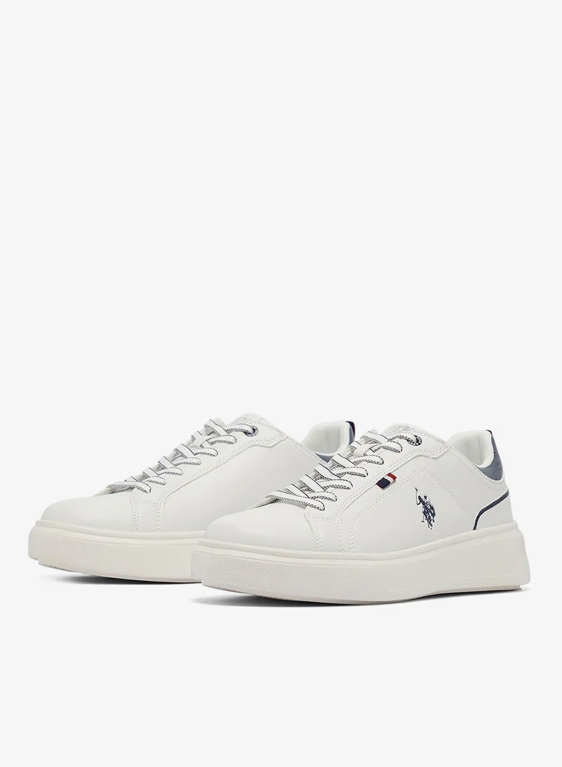 U.S. Polo Assn. White Men's White Low-Top Sneakers - Lightweight Shoes Lace-Up Design for Men | Best Price UAE