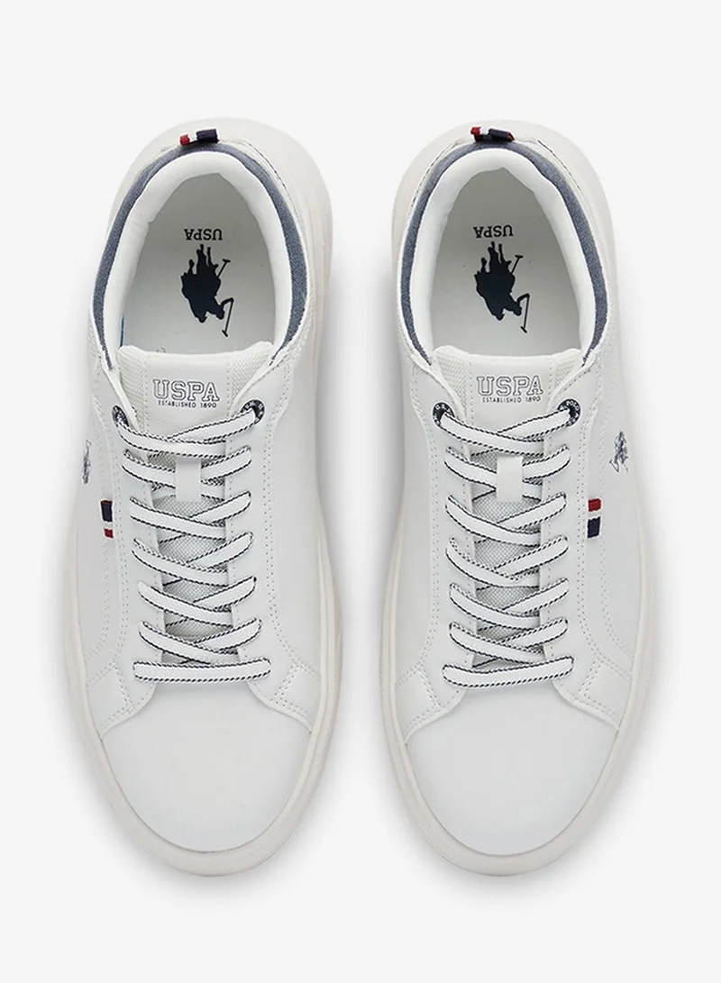 U.S. Polo Assn. White Men's White Low-Top Sneakers - Lightweight Shoes Lace-Up Design for Men | Best Price UAE