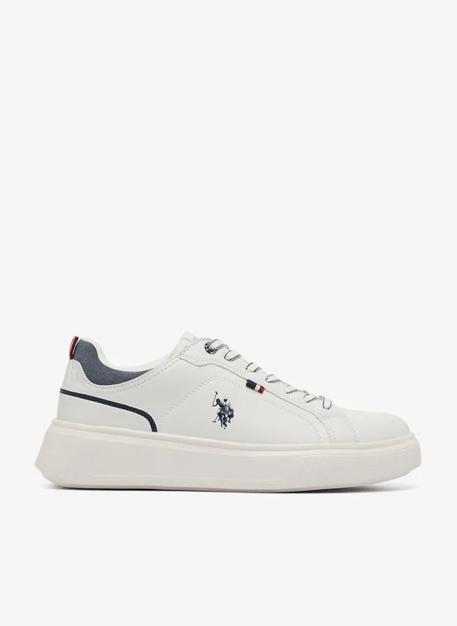 U.S. Polo Assn. Men's White Low-Top Sneakers - Lightweight Shoes Lace-Up Design