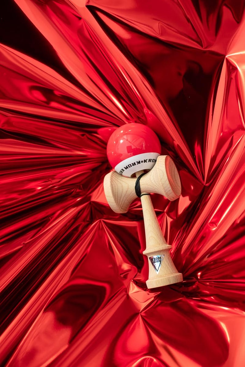 KROM - Kendama Toy POP LOL Red - High Wood Quality - Extra Strong - for Beginner and Pro - Gift Pack : Extra String + Stickers - Image 5