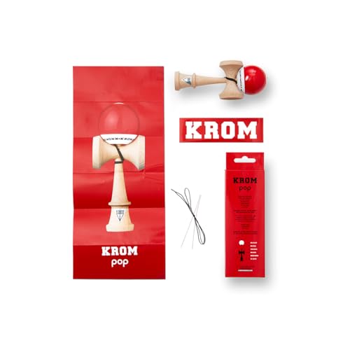 KROM - Kendama Toy POP LOL Red - High Wood Quality - Extra Strong - for Beginner and Pro - Gift Pack : Extra String + Stickers - Image 2