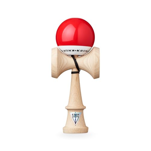 KROM - Kendama Toy POP LOL Red - High Wood Quality - Extra Strong - for Beginner and Pro - Gift Pack : Extra String + Stickers - Image 1