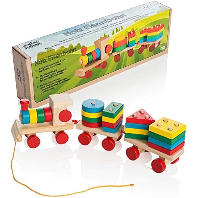 ® WOODEN RAILWAY TOY RAILWAY, CHILDREN'S TOY SORTING CUBE, WOODEN TRAIN EDUCATIONAL TOY (WOODEN TRAIN) - Image 4