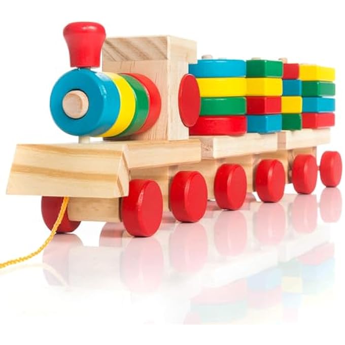 ® WOODEN RAILWAY TOY RAILWAY, CHILDREN'S TOY SORTING CUBE, WOODEN TRAIN EDUCATIONAL TOY (WOODEN TRAIN) - Image 1